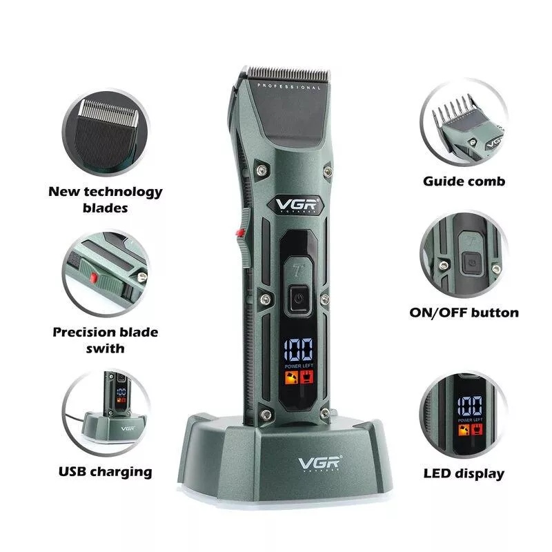 VGR Hair Clipper Professional Clipper Cordless Hair Cutting Machine Haircut Machine Rechargeable Hair Trimmer for Men V-696 VGR Hair Clipper Professional Clipper Cordless Hair Cutting Machine Haircut Machine Rechargeable Hair Trimmer for Men V-696